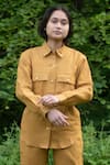 Buy_The Terra Tribe_Yellow Linen Solid Collar Arizona Plain Shirt _at_Aza_Fashions