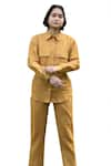 Shop_The Terra Tribe_Yellow Linen Solid Collar Arizona Plain Shirt _Online_at_Aza_Fashions