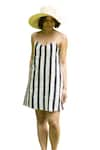 Buy_The Terra Tribe_Black Linen Printed Striped Sweetheart California Slip Dress _Online_at_Aza_Fashions