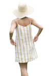 The Terra Tribe_Yellow Linen Printed Striped Sweetheart California Pattern Slip Dress _Online_at_Aza_Fashions