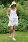 The Terra Tribe_Yellow Linen Printed Tribal Sweetheart California Pattern Slip Dress _Online_at_Aza_Fashions