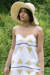 Buy_The Terra Tribe_Yellow Linen Printed Tribal Sweetheart California Pattern Slip Dress _Online_at_Aza_Fashions