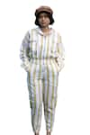 The Terra Tribe_Yellow Linen Twill Printed Stripe Sunrise Worker Pant _at_Aza_Fashions