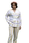 The Terra Tribe_Yellow Linen Printed Stripe Pant_Online_at_Aza_Fashions
