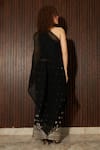 Shop_Tasuvure Indes_Black Pleated Georgette One Avyah Plisse Cape Top With Embroidered Pant_at_Aza_Fashions