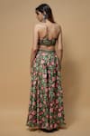 Shop_wildflower by krishna_Green French Crepe Print Gardenia Square Neck Bustier With Flared Pant_at_Aza_Fashions