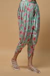 wildflower by krishna_Blue French Crepe Print Mughal Bloom Round Neck Kurta With Dhoti Pant _Online_at_Aza_Fashions