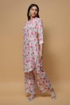 Buy_wildflower by krishna_White French Crepe Print Gul Stand Collar Kurta With Pant _at_Aza_Fashions