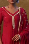 Merge Design_Red Kurta And Pant Silk Blend Embroidered Stone V Neck Sequin & Set _Online_at_Aza_Fashions