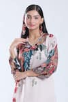 Buy_Preeti Jhawar_White Chiffon V Neck Floral Pattern Kurta And Pant Set _Online_at_Aza_Fashions