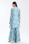 Shop_Preeti Jhawar_Blue Chiffon Lining Cotton Silk Print Macaw Embroidered Kurta With Sharara _at_Aza_Fashions