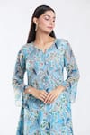 Shop_Preeti Jhawar_Blue Chiffon Lining Cotton Silk Print Macaw Embroidered Kurta With Sharara _Online_at_Aza_Fashions