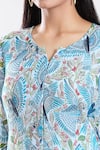 Preeti Jhawar_Blue Chiffon Lining Cotton Silk Print Macaw Embroidered Kurta With Sharara _at_Aza_Fashions