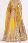 Shop_Abhinav Mishra_Yellow Lehenga And Kurta Chanderi Embellished Mirror Plunge V Neck Set_Online_at_Aza_Fashions