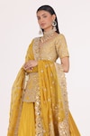 Abhinav Mishra_Yellow Lehenga And Kurta Chanderi Embellished Mirror Plunge V Neck Set_at_Aza_Fashions