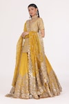 Buy_Abhinav Mishra_Yellow Lehenga And Kurta Chanderi Embellished Mirror Plunge V Neck Set