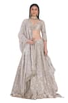 Buy_Abhinav Mishra_Silver Tissue Embellished Mirror Sweetheart Neck Work Bridal Lehenga Set_Online_at_Aza_Fashions