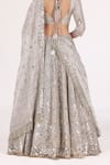 Abhinav Mishra_Silver Tissue Embellished Mirror Sweetheart Neck Work Bridal Lehenga Set_at_Aza_Fashions