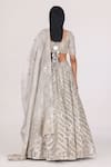 Shop_Abhinav Mishra_Silver Tissue Embellished Mirror Linear Chevron Pattern Bridal Lehenga Set_at_Aza_Fashions