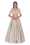 Buy_Abhinav Mishra_Silver Tissue Embellished Mirror Linear Chevron Pattern Bridal Lehenga Set _Online_at_Aza_Fashions