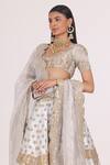 Buy_Abhinav Mishra_Silver Blouse Net Embellished Mirror Cutwork Floral Bridal Lehenga Set_Online_at_Aza_Fashions