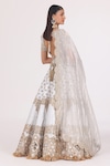 Shop_Abhinav Mishra_Silver Blouse Net Embellished Mirror Cutwork Floral Bridal Lehenga Set_Online_at_Aza_Fashions