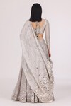 Shop_Abhinav Mishra_Silver Tissue Embellished Mirror V Neck Gota Bridal Lehenga Set_at_Aza_Fashions