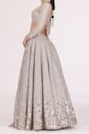 Abhinav Mishra_Silver Tissue Embellished Mirror V Neck Gota Bridal Lehenga Set_Online_at_Aza_Fashions