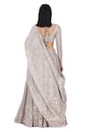 Abhinav Mishra_Silver Tissue Embellished Mirror V Neck Gota Bridal Lehenga Set_at_Aza_Fashions
