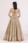 Shop_Abhinav Mishra_Gold Blouse Net Embellished Mirror V Neck Zari Bridal Lehenga Set_at_Aza_Fashions