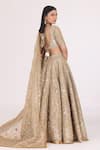 Shop_Abhinav Mishra_Gold Blouse Net Embellished Mirror V Neck Zari Bridal Lehenga Set