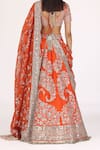 Abhinav Mishra_Orange Blouse And Lehenga Chanderi Embroidery Mirror V Neck Floral Bridal Set_at_Aza_Fashions