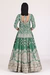 Shop_Abhinav Mishra_Emerald Green Kurta And Lehenga Chanderi Embellished Mirror Leaf Floral Set_Online_at_Aza_Fashions