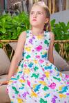 Shop_JILMIL DREAMWEAR_White Cotton Dinosaur Print Dress _Online_at_Aza_Fashions