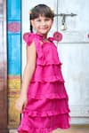 Shop_JILMIL DREAMWEAR_Pink Cotton Solid Ruffled Dress _at_Aza_Fashions