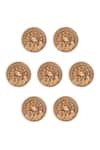 Shop_Cosa Nostraa_Gold Carved Peacock 7 Pcs Buttons_Online_at_Aza_Fashions