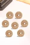 Buy_Cosa Nostraa_Gold Carved Floral Shimmer 7 Pcs Buttons _at_Aza_Fashions