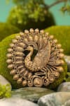 Buy_Cosa Nostraa_Gold Carved Dancing Peacock Brooch _at_Aza_Fashions