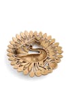 Cosa Nostraa_Gold Carved Dancing Peacock Brooch _at_Aza_Fashions