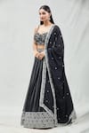 Shop Meenagurnam Black Net, Georgette Sequins Sweetheart Neck Embroidered Lehenga Set at Aza Fashions Shop_Meenagurnam_Black Net, Georgette Sequins Sweetheart Neck Embroidered Lehenga Set _at_Aza_Fashions
