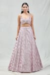 MeenaGurnam_Pink Net Embroidered Computerized Sequin Sweetheart Work Lehenga Set_Online_at_Aza_Fashions