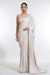 Buy_MeenaGurnam_Ivory Saree Armani Satin Embroidered Sequin Sweetheart And Bead Work Border Set _at_Aza_Fashions