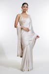 Shop_MeenaGurnam_Ivory Saree Armani Satin Embroidered Sequin Sweetheart And Bead Work Border Set _Online_at_Aza_Fashions