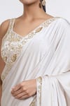 Buy_MeenaGurnam_Ivory Saree Armani Satin Embroidered Sequin Sweetheart And Bead Work Border Set 