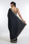 Shop Meenagurnam Black Silk, Net Beads, Sequins Armani Satin Embroidered Border Saree With Blouse at Aza Fashions Shop_Meenagurnam_Black Silk, Net Beads, Sequins Armani Satin Embroidered Border Saree With Blouse _at_Aza_Fashions