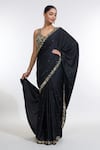 Buy Meenagurnam Black Silk, Net Beads, Sequins Armani Satin Embroidered Border Saree With Blouse Online at Aza Fashions Buy_Meenagurnam_Black Silk, Net Beads, Sequins Armani Satin Embroidered Border Saree With Blouse _Online_at_Aza_Fashions