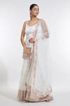 Shop_MeenaGurnam_Ivory Kurta And Sharara Georgette Embroidered Resham Leaf Jaal Work Set _Online_at_Aza_Fashions