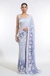 Buy_MeenaGurnam_Grey Saree Georgette Embroidered Sequin Scoop Ombre With Blouse _at_Aza_Fashions