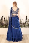 Shop_Nayna Kapoor_Blue Georgette Embroidered Gota Sapphire Serenade Pre-draped Saree With Blouse _at_Aza_Fashions