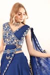 Nayna Kapoor_Blue Georgette Embroidered Gota Sapphire Serenade Pre-draped Saree With Blouse _Online_at_Aza_Fashions